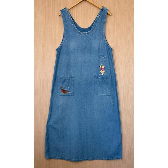 Disney Dresses & Skirts - Vintage Disney Catalog Winnie the Pooh Denim Jumper Dress Womens XXL Tigger